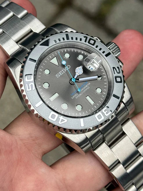 Yacht Master "Grey" (Rhodium) - Reloj personalizado con cristal de zafiro y movimiento NH35 | XP Watch Co.