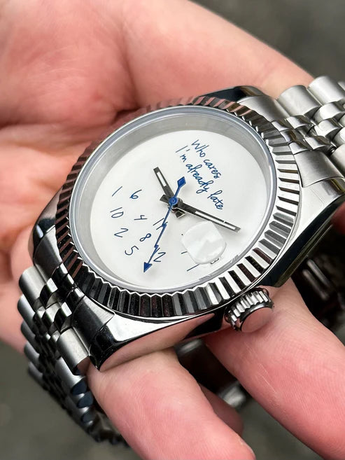 DJ-Fluted "White" (Who Cares..) - Reloj personalizado con movimiento automático NH35 y cristal de zafiro | XP Watch Co.