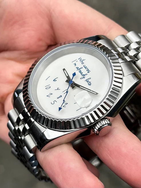 DJ-Fluted "White" (Who Cares..) - Reloj personalizado con cristal de zafiro y movimiento NH35 | XP Watch Co.