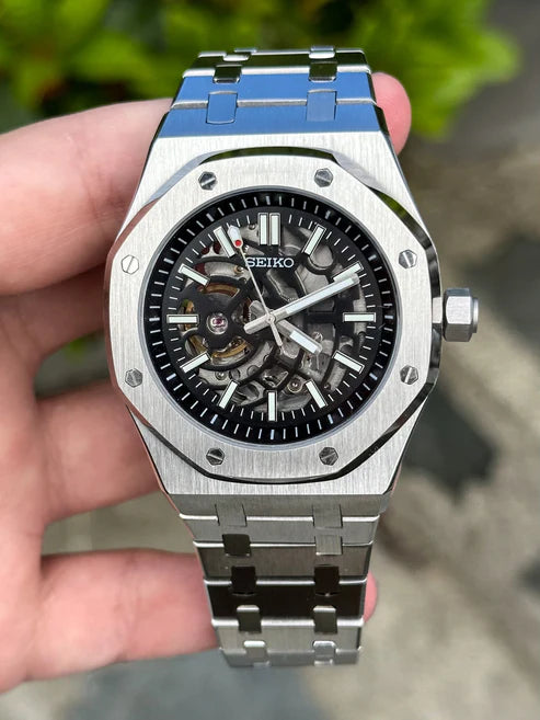 Reloj Automático XP Mod XP Mod ROAK "Skeleton Silver" con movimiento NH70 automático acero 316L y cristal zafiro XP Watch Co.