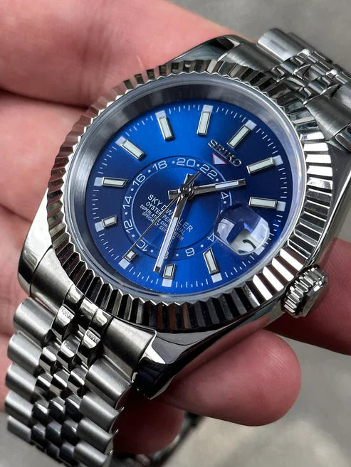 Sky-Dweller "Azul" con movimiento NH35, acero 316L y cristal zafiro | XP Watch Co.