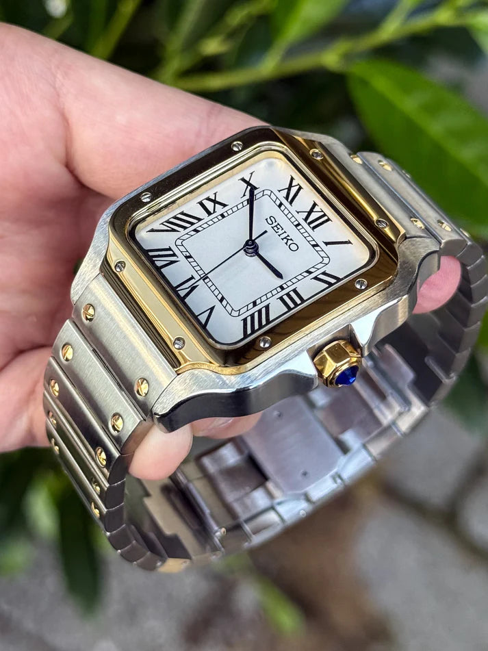 Santeiko Mod "Two Tone" White - Reloj personalizado con cristal de zafiro y acero inoxidable 316L | XP Watch Co.