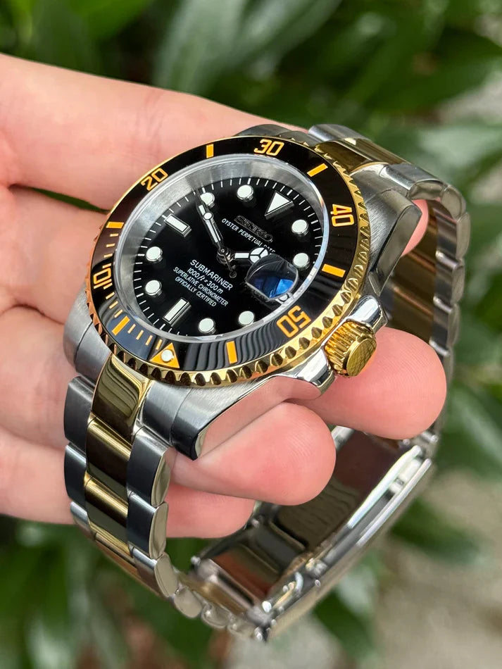 Sub-Diver "Two Tone Black" con movimiento NH35, acero 316L y cristal zafiro | XP Watch Co.