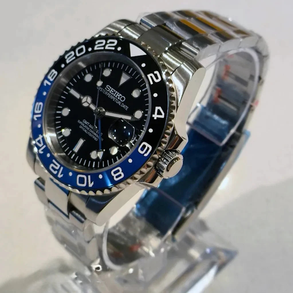 GMT Dual-Time "Batman" - Reloj personalizado con movimiento automático NH35 y cristal de zafiro | XP Watch Co.