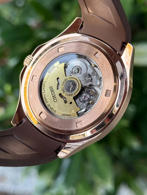 Aqua-Tropic Mod "Rose Gold Brown" - Reloj personalizado con movimiento automático NH35 y cristal de zafiro | XP Watch Co.