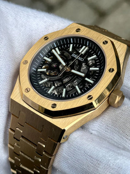 ROAK "Skeleton Gold" - Reloj personalizado con movimiento automático NH35 y cristal de zafiro | XP Watch Co.