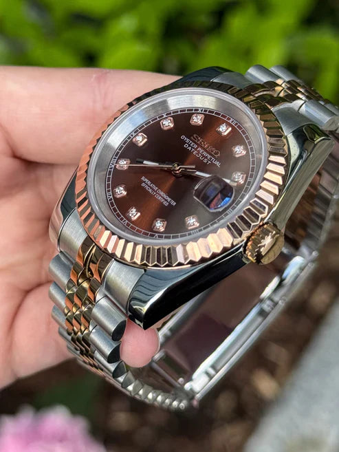 DJ-Fluted "Twotone Crystal Champagne" con movimiento NH35, acero 316L y cristal zafiro | XP Watch Co.