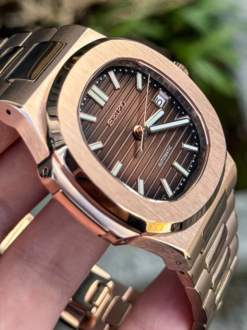 Nautic Mod "Rose Gold Chocolate" - Reloj personalizado con cristal de zafiro y acero inoxidable 316L | XP Watch Co.