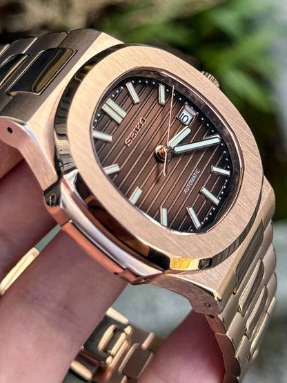Nautic Mod "Rose Gold Chocolate" - Reloj personalizado con cristal de zafiro y acero inoxidable 316L | XP Watch Co.