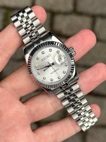 Ladyjust "Silver Diamond" - Reloj personalizado con cristal de zafiro y acero inoxidable 316L | XP Watch Co.