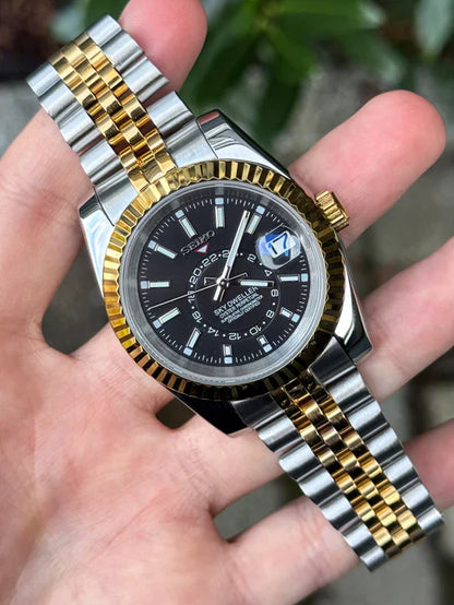 Sky-Dweller | Two Tone Gold "Negro" con movimiento NH35, acero 316L y cristal zafiro | XP Watch Co.