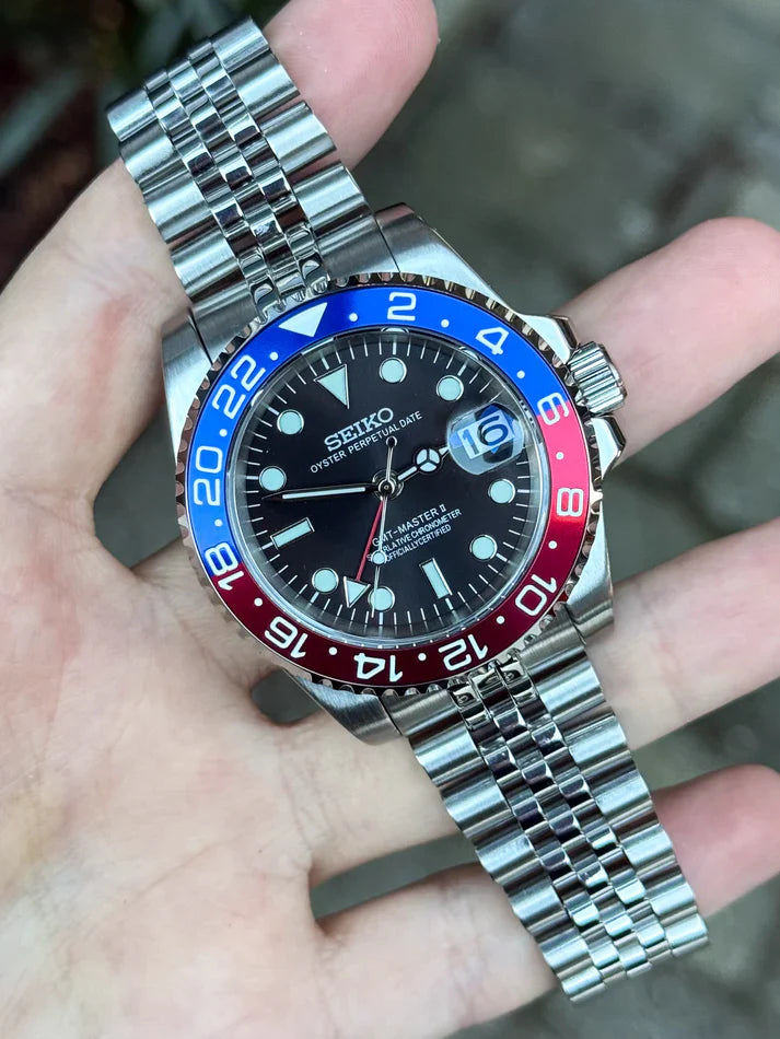 GMT Dual-Time "Pepsi" - Reloj personalizado con movimiento automático NH35 y cristal de zafiro | XP Watch Co.