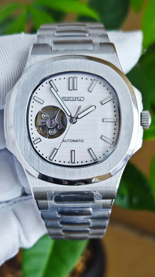 Nautic "Open Heart" White - Reloj personalizado con movimiento automático NH35 y cristal de zafiro | XP Watch Co.