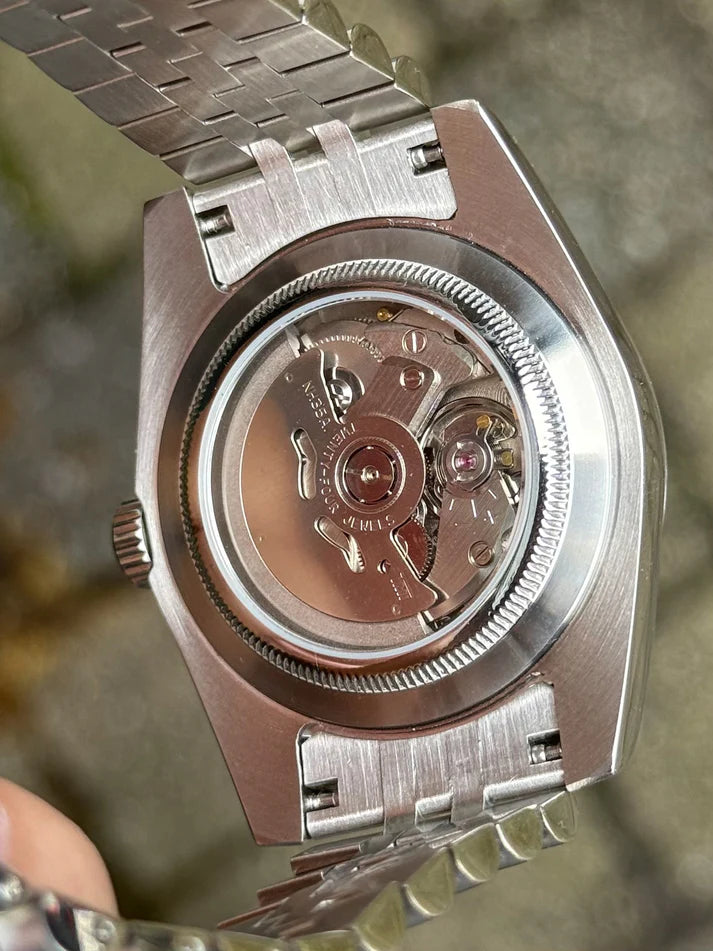 DJ-Fluted "Palmera Verde" - Reloj personalizado con movimiento automático NH35 y acero inoxidable 316L | XP Watch Co.