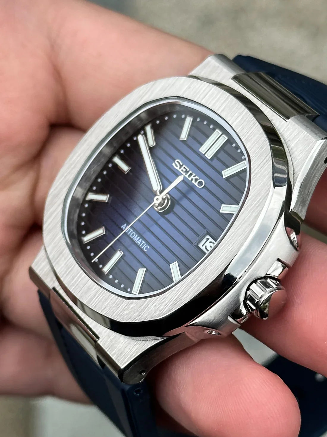 Nautic Mod "Navy Blue" Rubber - Reloj personalizado con movimiento automático NH35 y cristal de zafiro | XP Watch Co.