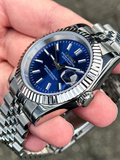 DJ-Fluted "Blue" - Reloj personalizado con movimiento automático NH35 y cristal de zafiro | XP Watch Co.