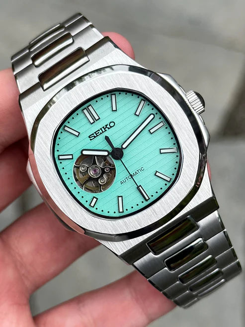 Reloj Automático XP Mod XP Mod Nautic "Open Heart" Tiffany Blue - movimiento NH70 automático acero 316L cristal zafiro | XP Watch Co.