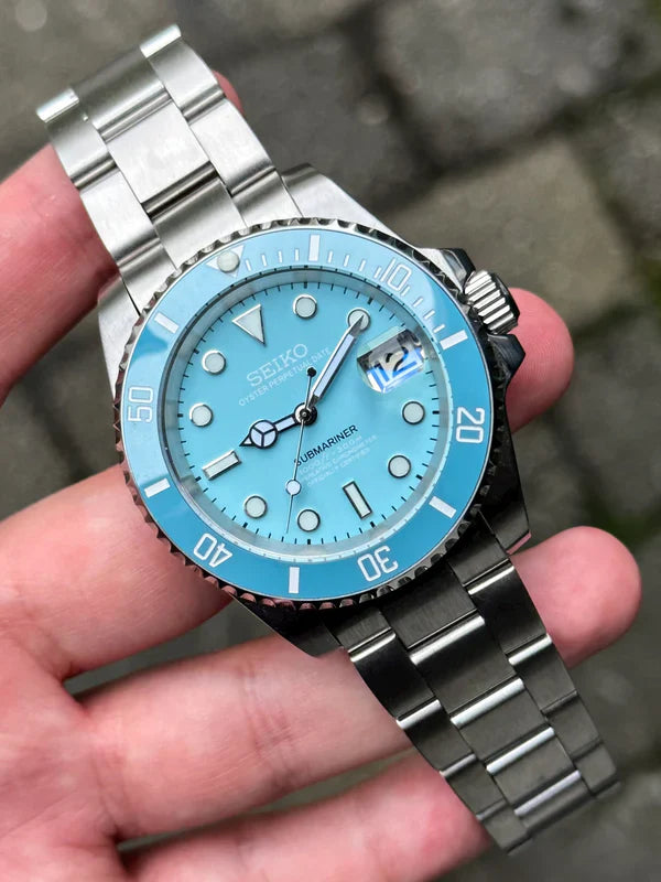 Sub-Diver "Baby Blue" acero 316L cristal zafiro movimiento NH35 automático | XP Watch Co.