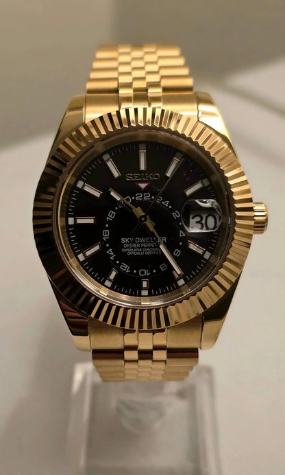 Sky-Dweller Gold "Negro" - Reloj personalizado con cristal de zafiro y acero inoxidable 316L | XP Watch Co.