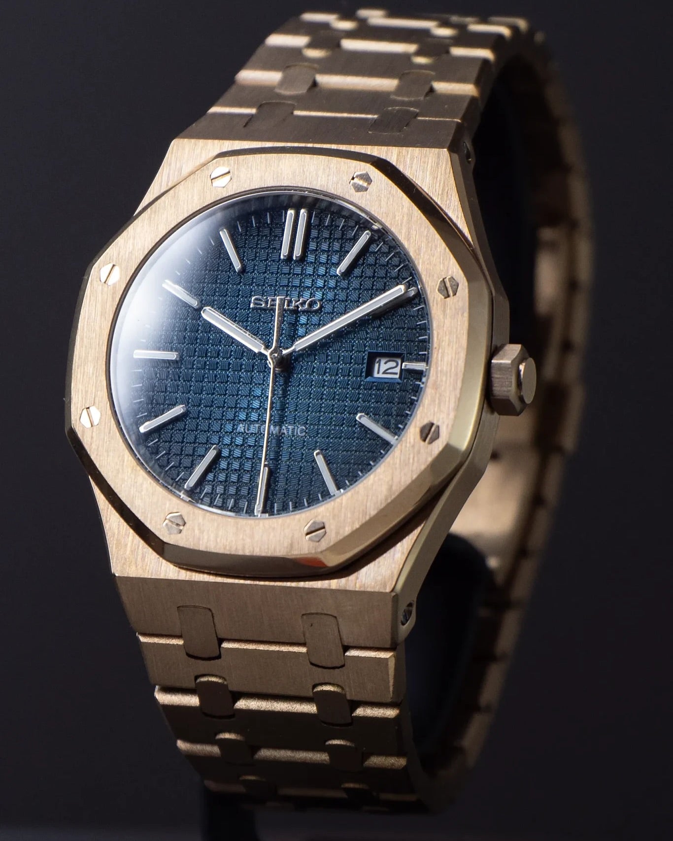 ROAK "Gold" Blue - Reloj personalizado con movimiento automático NH35 y cristal de zafiro | XP Watch Co.