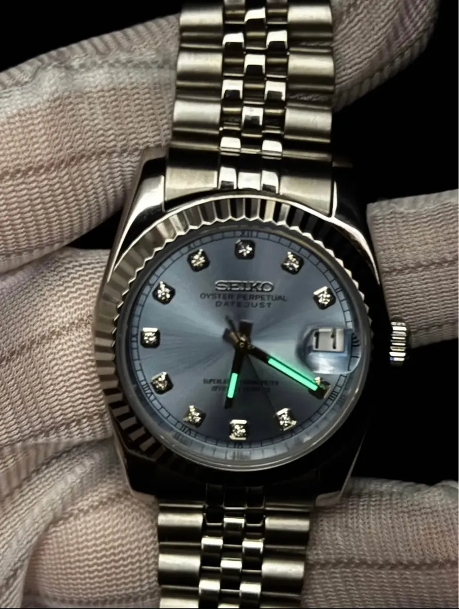 Ladyjust "Sky Blue" Diamond - Reloj personalizado con movimiento automático NH35 y cristal de zafiro | XP Watch Co.
