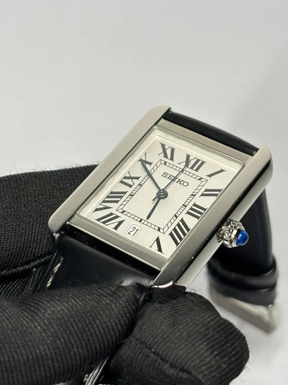 Santeiko Tank Negro Vintage - Reloj personalizado con cristal de zafiro y acero inoxidable 316L | XP Watch Co.