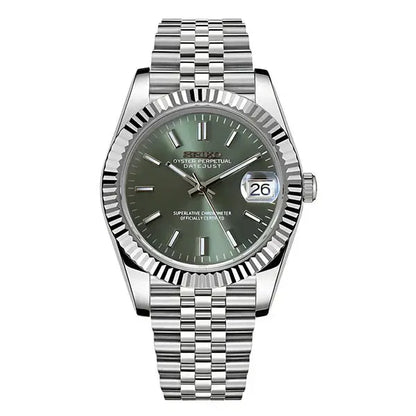 DJ-Fluted "Olive Green" - Reloj personalizado con movimiento automático NH35 y cristal de zafiro | XP Watch Co.