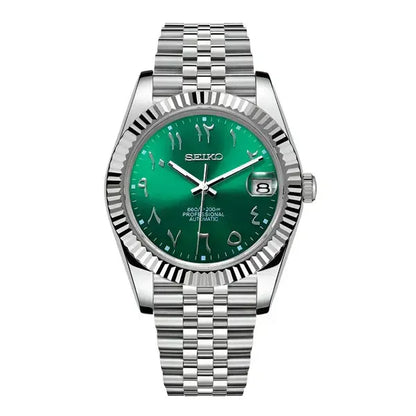 DJ-Fluted "Green" Árabe - Reloj personalizado con movimiento automático NH35 y cristal de zafiro | XP Watch Co.