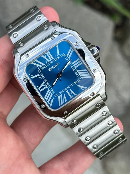 Santeiko Mod "Royal Blue Roman" - Reloj personalizado con cristal de zafiro y acero inoxidable 316L | XP Watch Co.