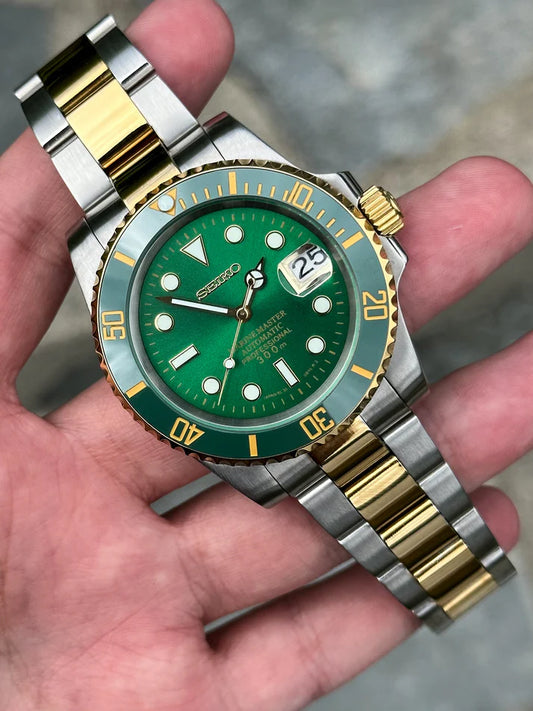 XP Mod Sub-Diver "Two Tone Green" con movimiento NH35, acero 316L y cristal zafiro | XP Watch Co.