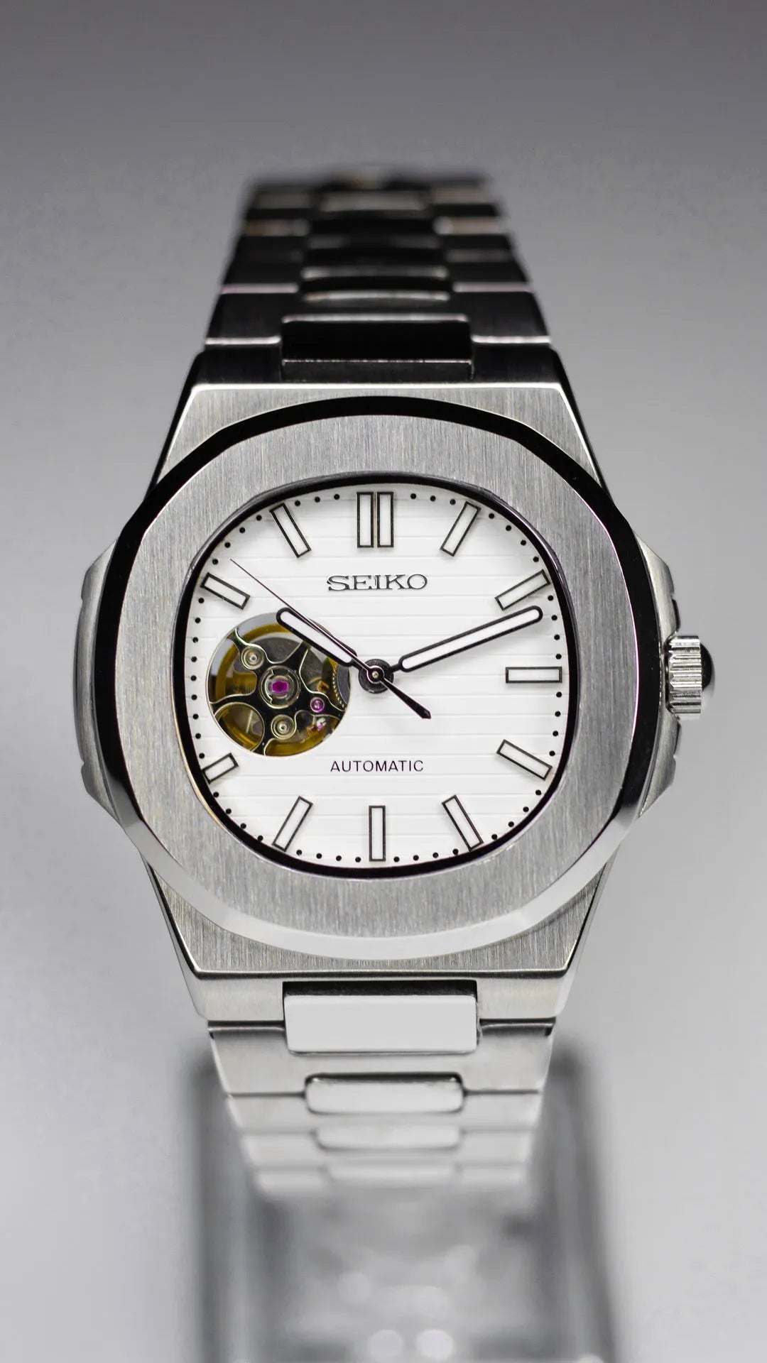 Nautic "Open Heart" White - Reloj personalizado con movimiento automático NH35 y acero inoxidable 316L | XP Watch Co.