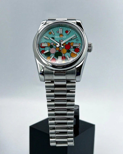 DJ-Fluted "Celebration Bubbles" (Non-Fluted Bezel) - Reloj personalizado con cristal de zafiro y acero 316L | XP Watch Co.