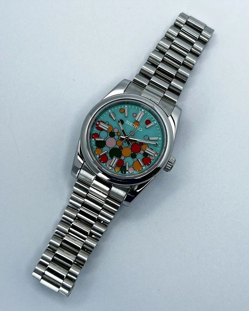 DJ-Fluted "Celebration Bubbles" (Non-Fluted Bezel) - Reloj personalizado con cristal de zafiro y acero inoxidable | XP Watch Co.