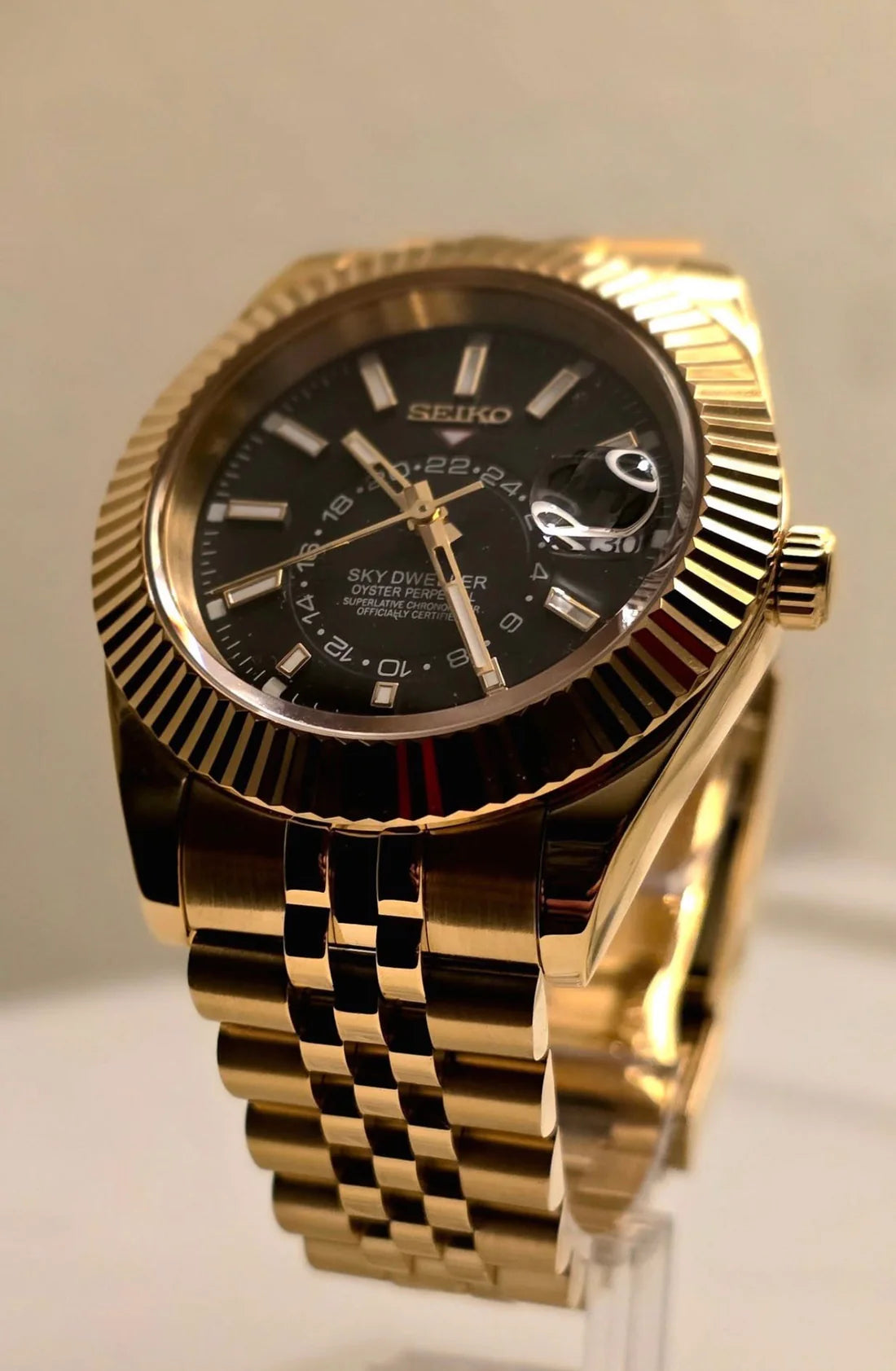 Sky-Dweller Gold "Negro" - Reloj personalizado con cristal de zafiro y acero inoxidable 316L | XP Watch Co.