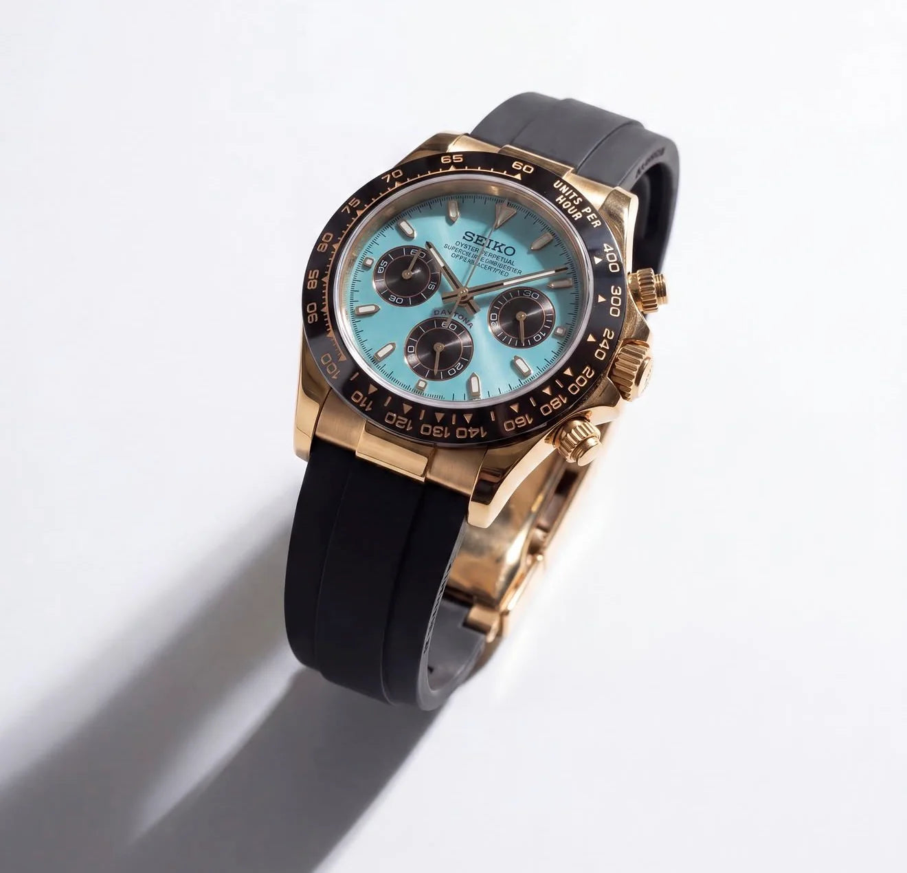 D-Racing "Gold Tiffany" Rubber - Reloj personalizado con cristal de zafiro y acero 316L | XP Watch Co.