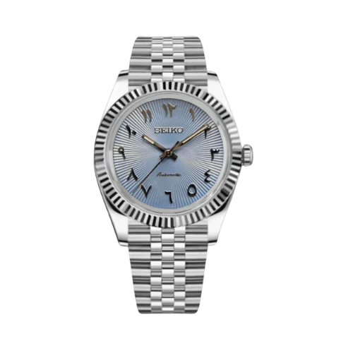 DJ-Fluted "Sky Blue" Árabe - Reloj personalizado con movimiento automático NH35 y cristal de zafiro | XP Watch Co.