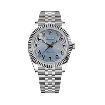 DJ-Fluted "Sky Blue" Árabe - Reloj personalizado con movimiento automático NH35 y cristal de zafiro | XP Watch Co.
