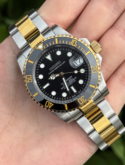 Sub-Diver "Two Tone Black" con movimiento NH35, acero 316L y cristal zafiro | XP Watch Co.