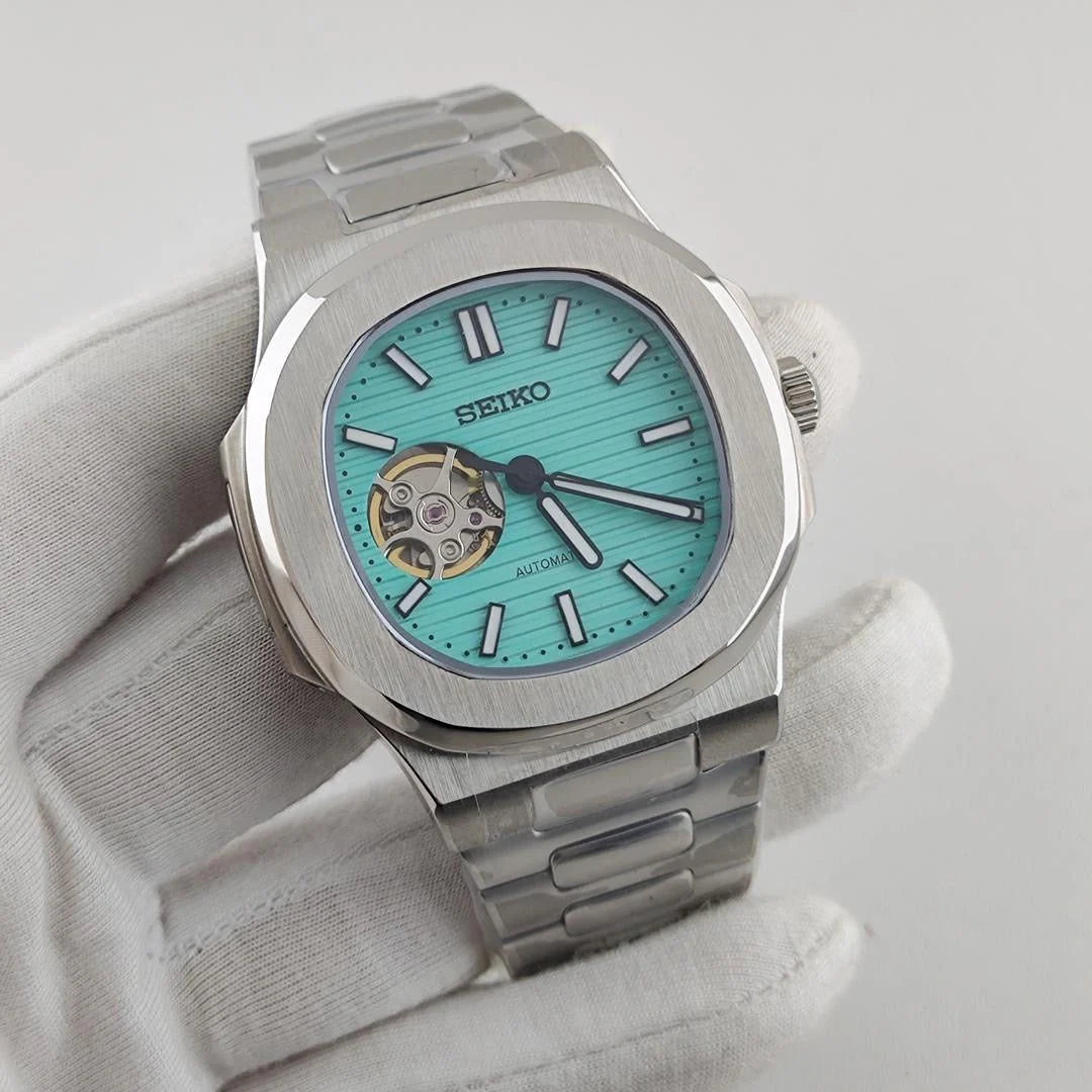 Nautic "Open Heart" Tiffany Blue - Reloj personalizado con cristal de zafiro y movimiento automático NH35 | XP Watch Co.