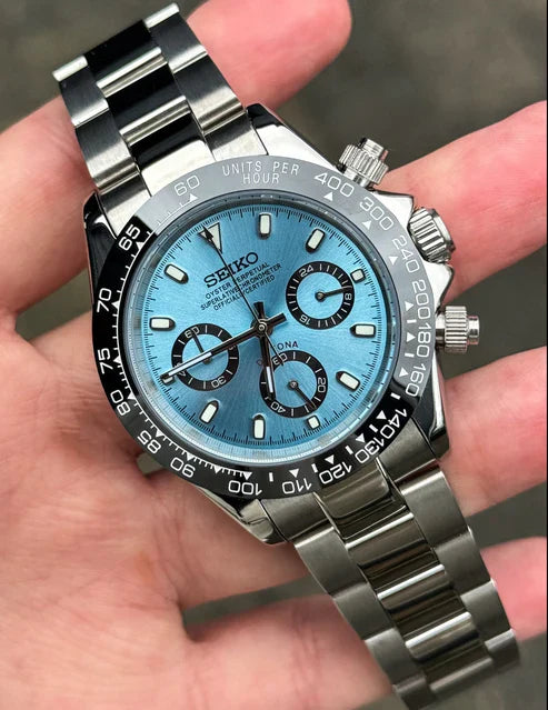 D-Racing "Ice Blue" - Reloj personalizado con acero inoxidable 316L y cristal de zafiro | XP Watch Co.