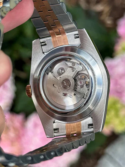 DJ-Fluted "Twotone Crystal Champagne" con movimiento NH70, acero 316L y cristal zafiro | XP Watch Co.
