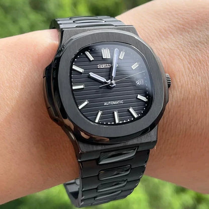 Nautic Mod "Midnight Black Stealth" - Reloj personalizado con movimiento automático NH35 y cristal de zafiro | XP Watch Co.