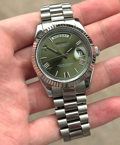 DD-President "Mint Green Roman" - Reloj personalizado con cristal de zafiro y acero inoxidable 316L | XP Watch Co.