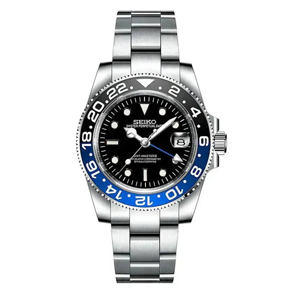 GMT Dual-Time "Batman" - Reloj personalizado con cristal de zafiro y acero inoxidable 316L | XP Watch Co.