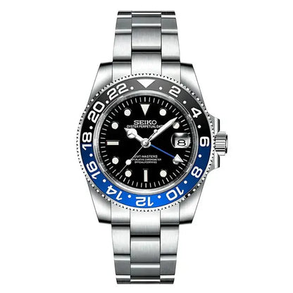 GMT Dual-Time "Batman" - Reloj personalizado con cristal de zafiro y acero inoxidable 316L | XP Watch Co.