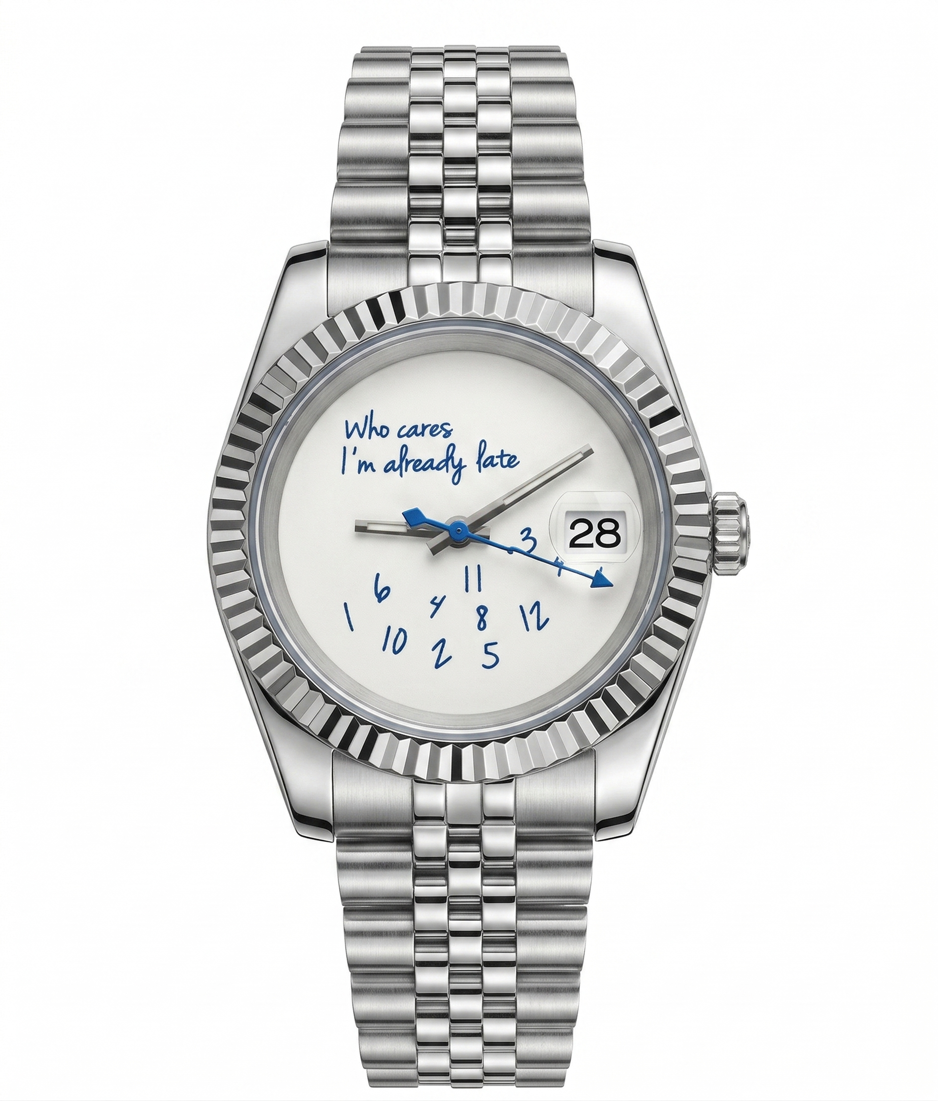 DJ-Fluted "White" (Who Cares..) - Reloj personalizado con acero inoxidable 316L y cristal de zafiro | XP Watch Co.