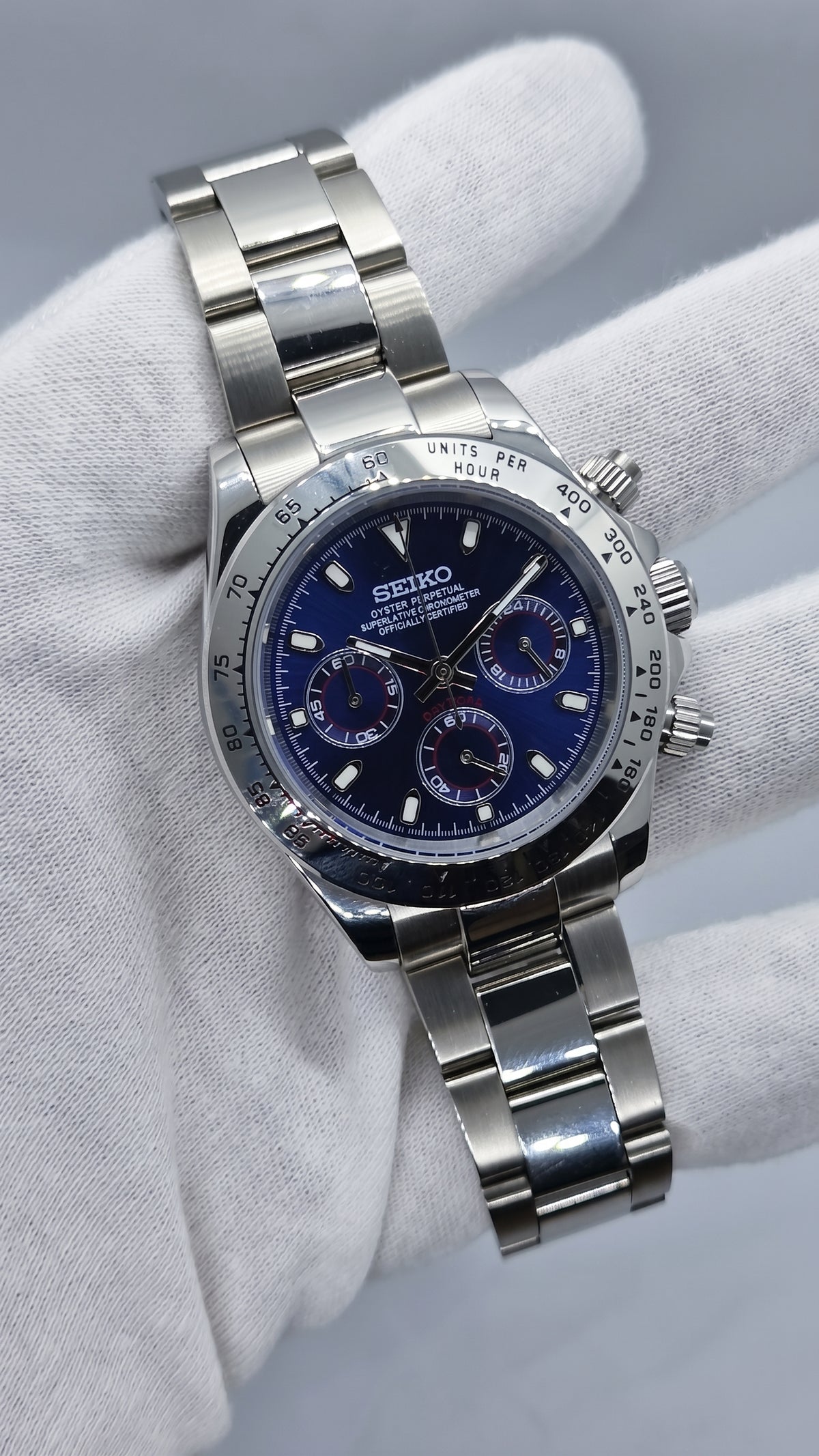 D-Racing “Ocean Blue” | Bisel Silver - Reloj personalizado con cristal de zafiro | XP Watch Co.