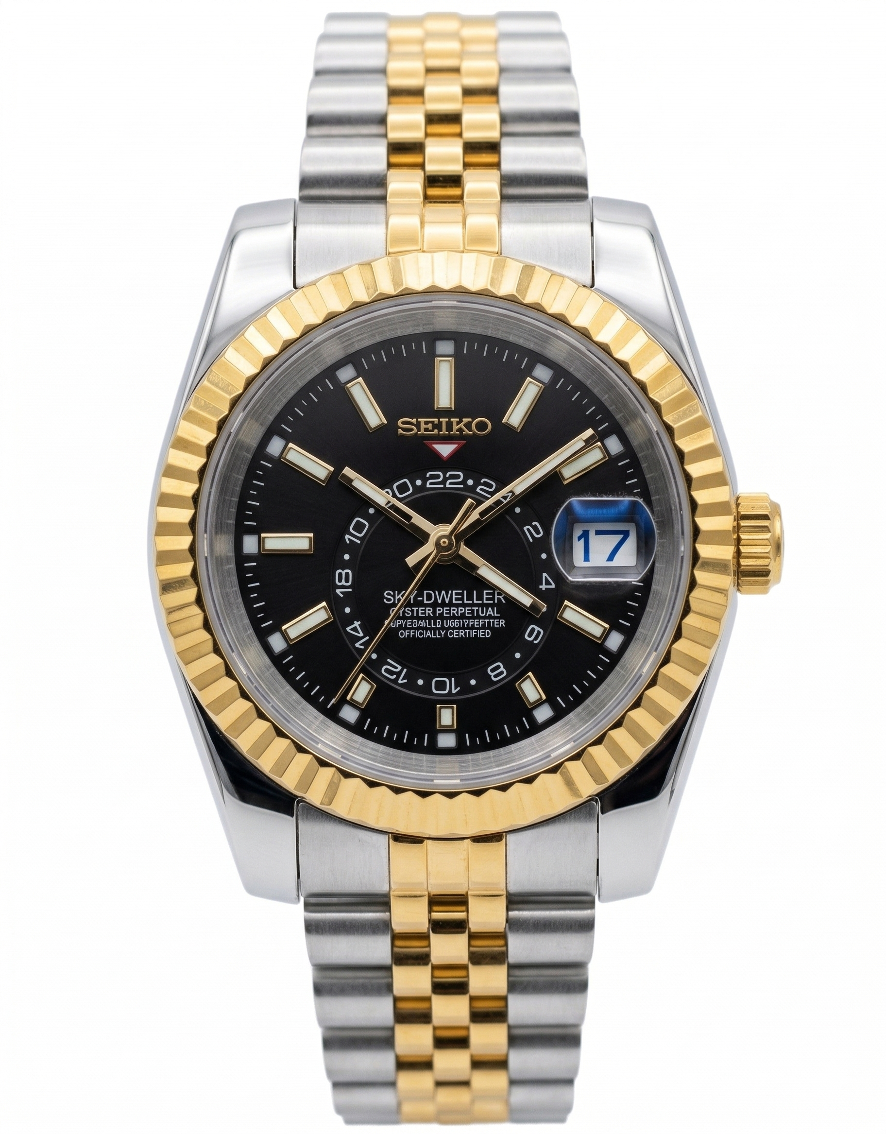 Sky-Dweller | Two Tone Gold "Negro" movimiento NH35 acero 316L cristal zafiro | XP Watch Co.