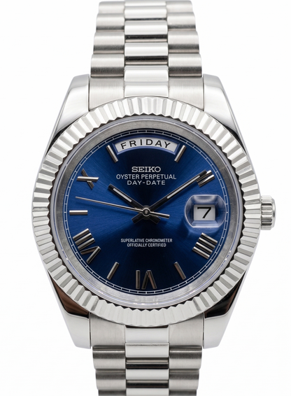DD-President "Royal Blue Roman" - Reloj personalizado con cristal de zafiro y acero inoxidable 316L | XP Watch Co.