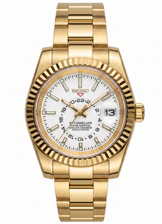 Sky-Dweller Gold "White" - Reloj personalizado con acero inoxidable 316L y cristal de zafiro | XP Watch Co.